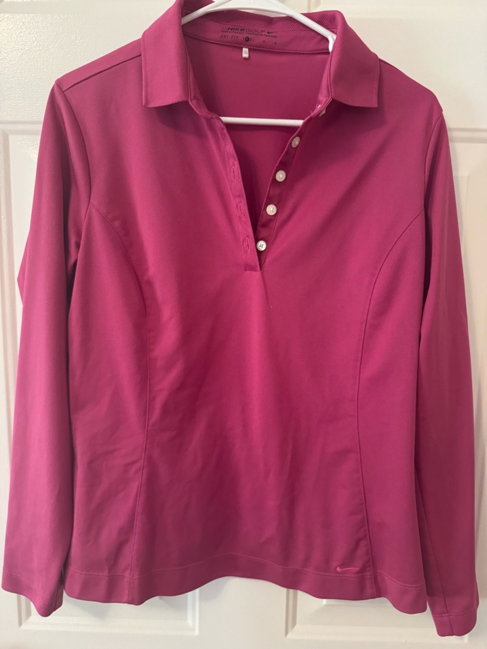 Nike Long-Sleeve Polo Top in Fuchsia